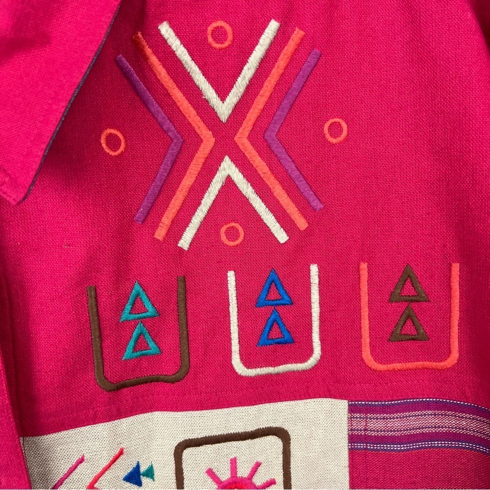 Sigrid Olsen Pink Embroidered Jacket Size XL Vintage 90s Southwestern Aztec - Picture 6 of 9